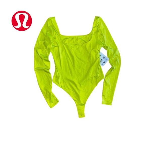 Wundermost Ultra-Soft Nulu Square-Neck Long-Sleeve Bodysuit | Lichen Lime - XS - Picture 13 of 13